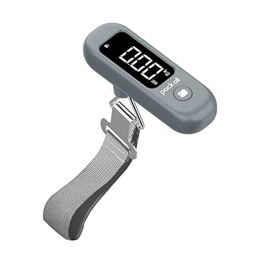 pack all Digital Luggage Scale for Travel, 110Lbs Capacity, 0.1Lb Precision - color: Rock Grey