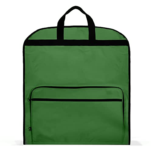 Dalix 60" Foldable Garment Bag Suits Cover Dresses w Front Pocket - color: Dark Green