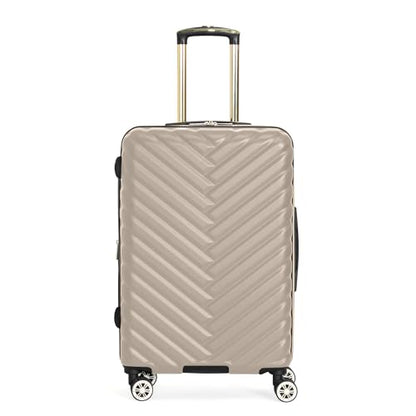Kenneth Cole REACTION Madison Square Lightweight Hardside Chevron Expandable Spinner Luggage, Taupe, 24-Inch Checked - color: Taupe, size: 24-Inch Checked