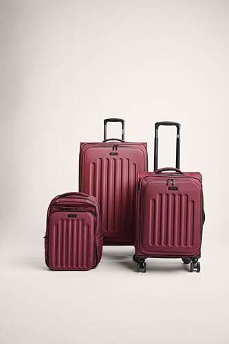 Kenneth Cole REACTION The Venturer 20-Inch Carry-On Lightweight Durable Softside 8-Wheel Spinner Cabin Size Luggage, Wine - color: Wine, size: Medium