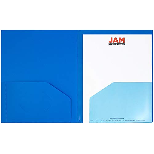 JAM PAPER Heavy Duty Plastic Multi Pocket Folders - 10 Pocket Organizer - Blue - 2/Pack - color: Blue, size: 10 Pocket (Pack of 2)