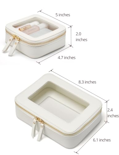 Popvibe Clear Makeup Bag with Zipper, Set of 2, Mini and Medium, White - color: White, style: Mini & Medium