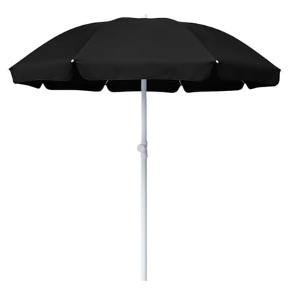 AMMSUN 6FT Portable Outdoor Picnic Patio Umbrella with Tilt Function, Black - color: Black