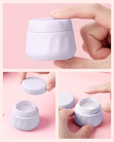 Mrsdry Travel Containers for Toiletries, TSA Approved Travel Size Toiletries 4 Pack, Refillable Containers, With Clear Bag, Leak Proof Silicone Jars, Essentials Creams Jars Carrying Small Items - color: Lavender, size: 1 OZ (30ML)