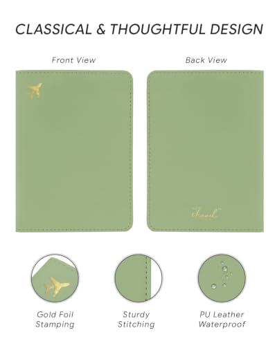 Passport Holder for Travel - RFID Blocking for Women & Men - color: Sage Green
