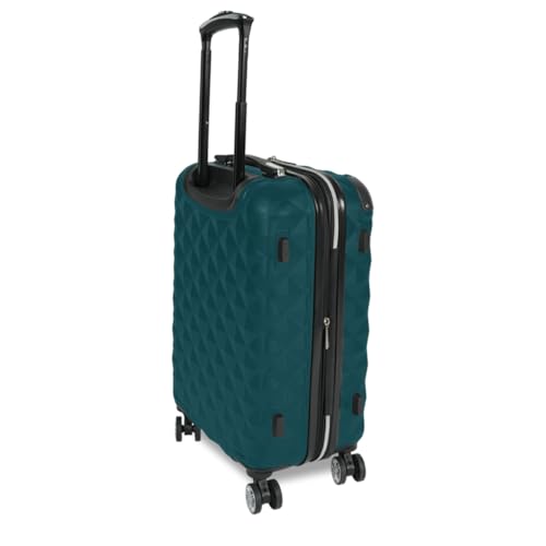 Kenneth Cole REACTION Diamond Tower Collection Lightweight Hardside Expandable 8-Wheel Spinner Travel Luggage, Deep Teal, 20-Inch Checked - color: Deep Teal, size: 20-Inch Carry On