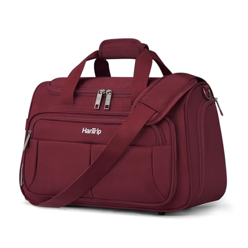 HanTrip 16 Inch Under Seat Carry On Duffle Bag for Airplanes, Burgundy - color: Burgundy, size: Carry-on 16.5-Inch