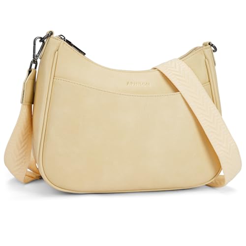 APHISON Trendy Leather Crossbody Purse, Women's Shoulder Handbag - color: 08-light Yellow