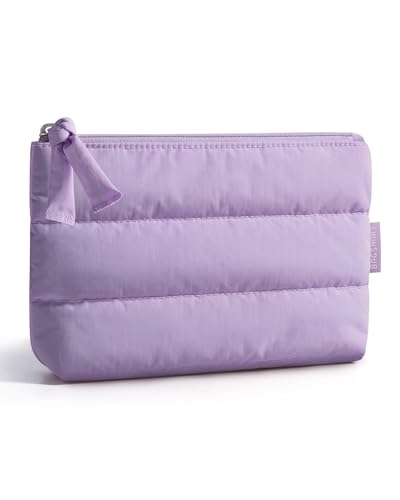 BAGSMART Small Makeup Bag, Machine Washable Puffy Cosmetic Pouch - color: 02-Lilac
