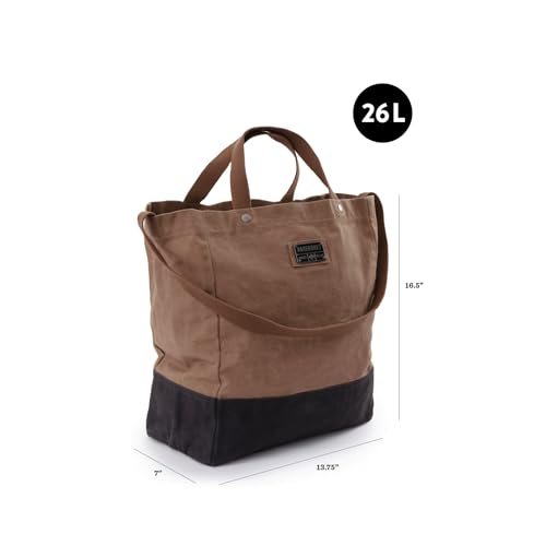 Barebones Neelum Large Waxed Canvas Tote Bags - Heavy Duty Canvas Bag and Reusable Grocery Bag - size: Oversized Tote (26L), style: Waxed Canvas