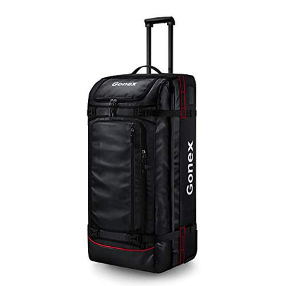 Gonex Rolling Duffle Bag with Wheels, Waterproof PVC Luggage, 33 in, Black - color: Black, size: 33 inch