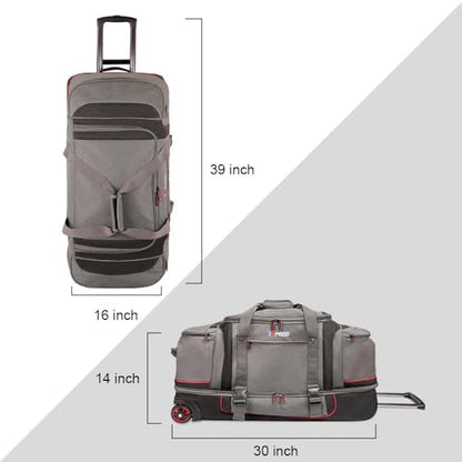 30" Expandable Rolling Duffle Bag w/Wheels and Handle | Extra Large Capacity, 2-Layer Space,Multiple Pockets, Travel Duffle Bag for Men Wome,TBL-074,Grey Red - color: Grey Red