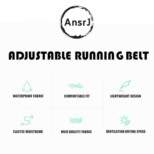 AnsrJ Adjustable Running Belt for Women & Men.Slim Thin Elastic Waistband. - color: BLack