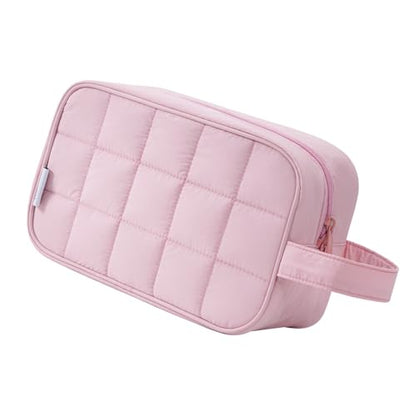 Narwey Quilted Travel Toiletry Bag for Women, Bathroom, Medicine Bag - color: Y-Pink