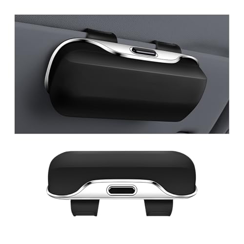 Zipelo 7.09 x 2.56 Inch Car Sun Visor Sunglasses Case, Black - color: Black