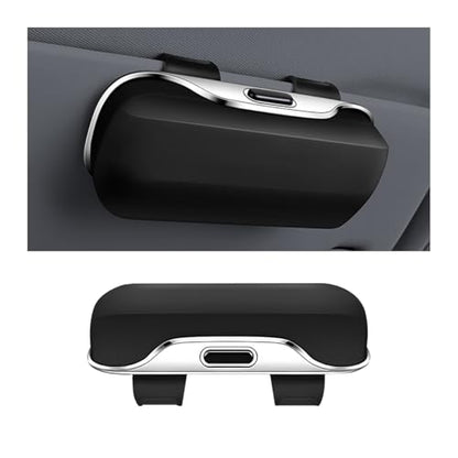 Zipelo 7.09 x 2.56 Inch Car Sun Visor Sunglasses Case, Black - color: Black