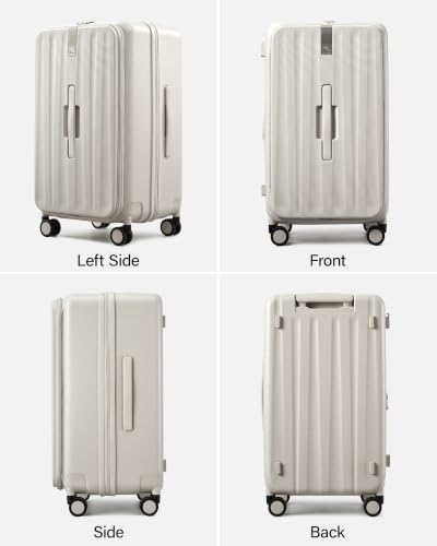 Hanke 24 Inch Top Opening Expandable PC Checked Luggage with TSA Lock,81L - color: Ivory White, size: 24 Inch