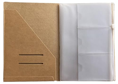 Kraft File Folder + Zipper Pouch & Card Sleeve Travel Accessories Kit for A5 Size Travelers Notebook, 5.5"x8.25" - size: A5 Size
