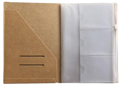 Kraft File Folder + Zipper Pouch & Card Sleeve Travel Accessories Kit for A5 Size Travelers Notebook, 5.5"x8.25" - size: A5 Size
