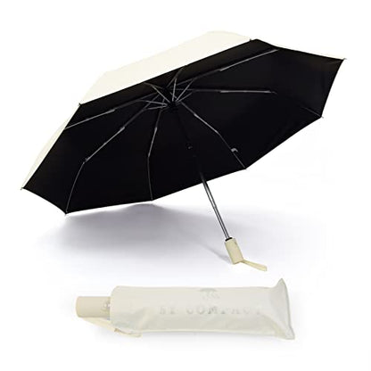 SY COMPACT Umbrella Automatic Travel Waterproof Light Folding Umbrellas Easy Carry for Women and Men - color: Creamy White
