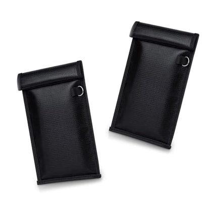 2 PCS Car Faraday Bags, RFID Signal Blocking Pouch for Phone & Car Key, Fire and Water Proof Anti-theft Shielding Bag with Hook & Loop, Portable Privacy Protection Accessory (Black)