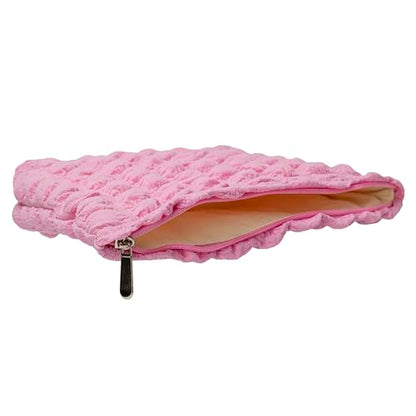 Flat Makeup Bag for Women,Zipper Cosmetic Pouch for Purse,Bubble Candy Pink - color: Bubble Candy Pink
