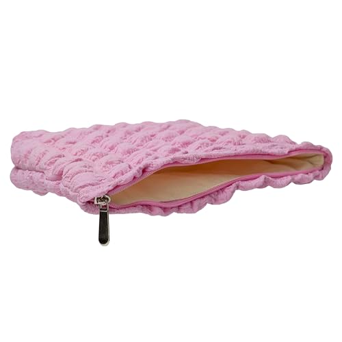 Flat Makeup Bag for Women,Zipper Cosmetic Pouch for Purse,Bubble Candy Pink - color: Bubble Candy Pink