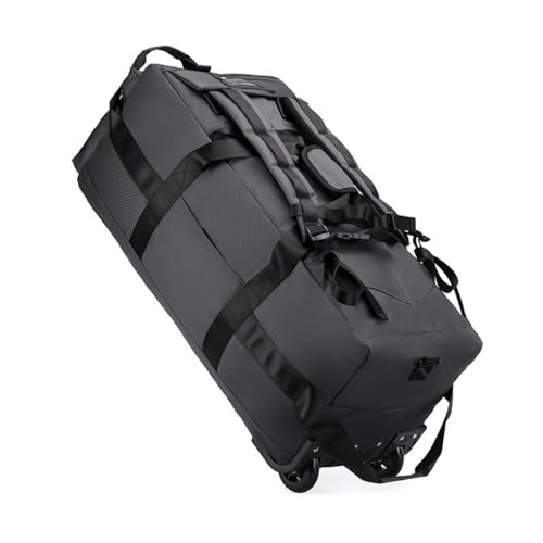 Rolling Duffle Bag with Wheels, 80L 28” Folding Duffle Backpack Soft-Sided with 2 Wheels, 6-way Carry-On Large Travel Bag Men/Women Multiple Pockets for Long Trip, Grey - color: Grey