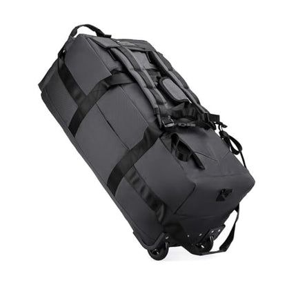 Rolling Duffle Bag with Wheels, 80L 28” Folding Duffle Backpack Soft-Sided with 2 Wheels, 6-way Carry-On Large Travel Bag Men/Women Multiple Pockets for Long Trip, Grey - color: Grey