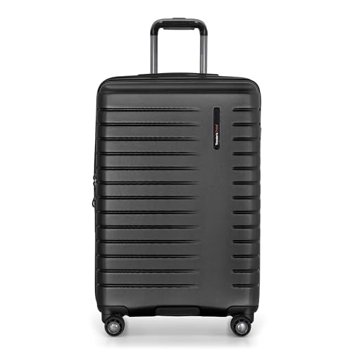 Traveler's Choice Archer Polycarbonate Hardside Spinner Luggage Set, Tie Down Straps, Black, Checked 25-Inch - color: Black, size: 1-Piece (Checked 26-Inch)