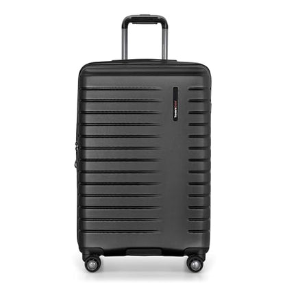 Traveler's Choice Archer Polycarbonate Hardside Spinner Luggage Set, Tie Down Straps, Black, Checked 25-Inch - color: Black, size: 1-Piece (Checked 26-Inch)