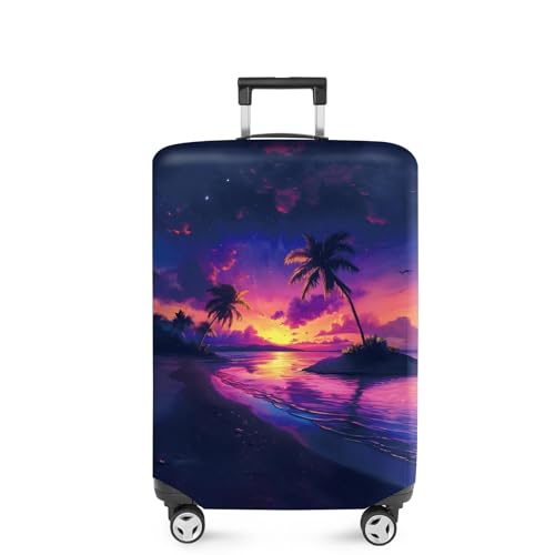 ANNA QUEEN Tropical Sunset Luggage Cover, Vibrant Palm Tree & Sunset Design, Stretchable, Washable Travel Sleeve for 24-26 Inch Suitcases - color: #1, size: M(fits 24-26Inch suitcase)