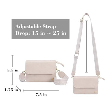 MINICAT RFID Small Crossbody Bags for Women Vegan Leather Cross Body Purse - color: Light Beige, size: Small
