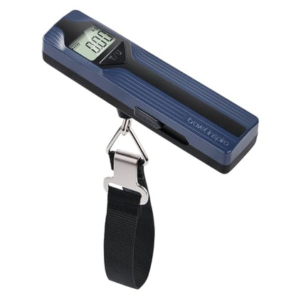 Battery-Free Luggage Scale – No Batteries Needed, Portable Digital Hanging Suitcase Weight Scale for Air Travel & Checked Bags, 110lb/50kg, LCD Display, Compact Travel Accessory - color: Blue-Large Handle