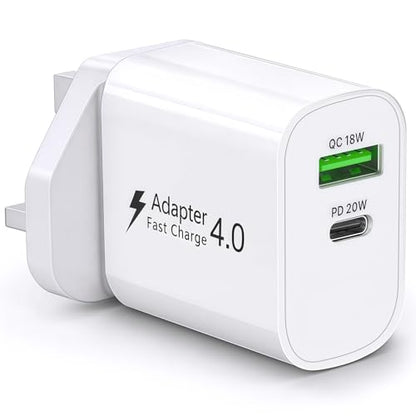 UK Travel Plug Adapter, PD 20W QC 18W UK USB C Charger Block