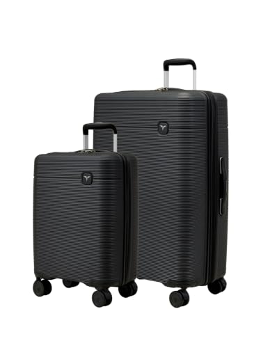 Aria 2 Piece Luggage Set (20" Carry-on / 28" Checked Luggage) Lightweight Hardside Suitcase with 360° Spinner Wheels, TSA Lock, Scratch-Resistant(Ebony Black) - color: Ebony Black