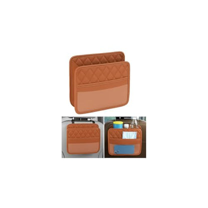 Mandark PU Leather Car Seat Back Organizer, Orange - color: Orange