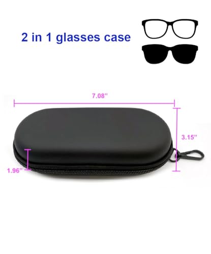 JAVOedge 2-in-1 Hard EVA Shell Zipper Eyeglass Case & Sunglasses with Metal Hook – Shockproof Protector Travel Case