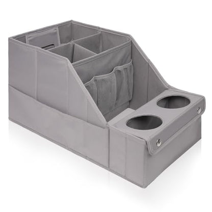 MULISOFT Car Backseat Organizer with 11 Pockets & 2 Cup Holders, Pure Gray - color: Pure Gray