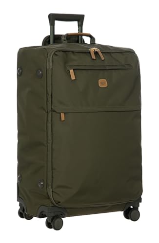 Bric's X Travel - 스피너 휠이 있는 휴대용 수하물 가방 - 53.3cm(21인치) 및 76.2cm(30인치) - 럭셔리 수하물 가방, 올리브, 블랙 - color: 올리브, size: Checked-Medium