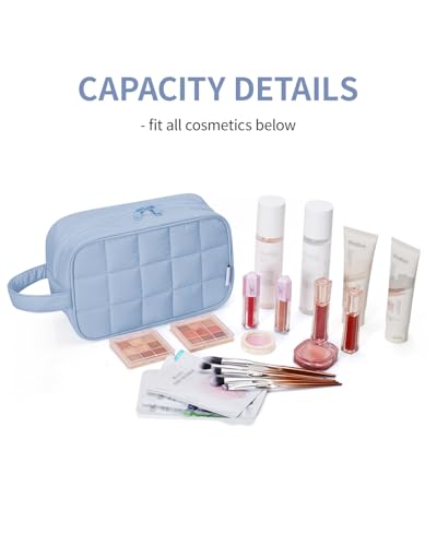 Narwey Quilted Travel Toiletry Bag for Women, Bathroom, Medicine Bag - color: Y-Blue