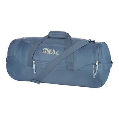 Eddie Bauer Stowaway Packable Duffel Bag | Travel | Foldable | Lightweight | Durable | Ripstop Polyester, 45L, Tile Blue | Lightweight Durable Ripstop Polyester, Packs Flat When Not in Use, Roomy Travel Duffel for Trips and Gym Use - color: Tile Blue