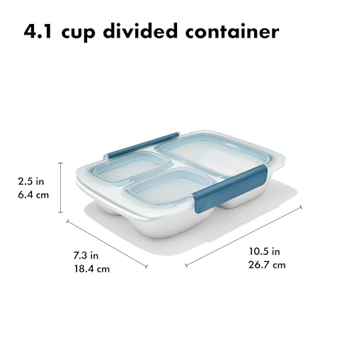 OXO Good Grips Prep & Go 4.1 Cup Divided Food Storage Container -Ocean Blue - color: Ocean Blue, style: 4.1 Cup Divided