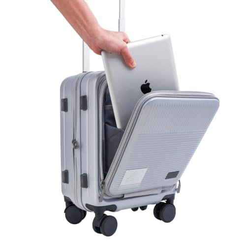 16" Underseat Luggage, Front Opening Carry On, Silver - color: Silver