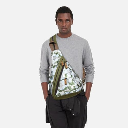 KL928 Canvas Sling Bag - Small Crossbody Backpack Shoulder Casual Daypack Rucksack for Men Women(Embroidery Green) - color: Canvas-embroidery Green