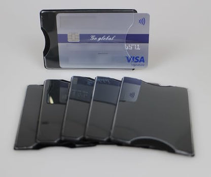 5 Pack RFID Blocking Sleeves Durable Transparent Plastic Credit Card Sleeve Protector Identity Theft Protection Secure Clear Card Holders (Black) - color: Black-5 Pcs
