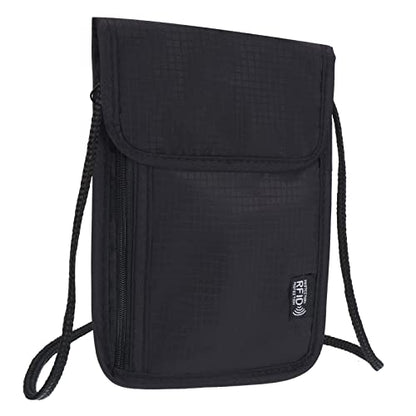 PATIKIL Neck Wallet, Passport Holder Neck Pouch RFID Blocking Waterproof Neck Travel Wallet for Women & Men, Black - color: Black