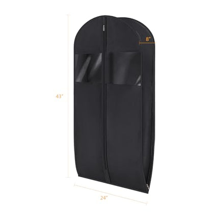 Syeeiex Compression Hanging and Space Saving Garment Bag, 43 Inch, Black - color: Black, size: 43" - 2pcs(8" Gusseted)