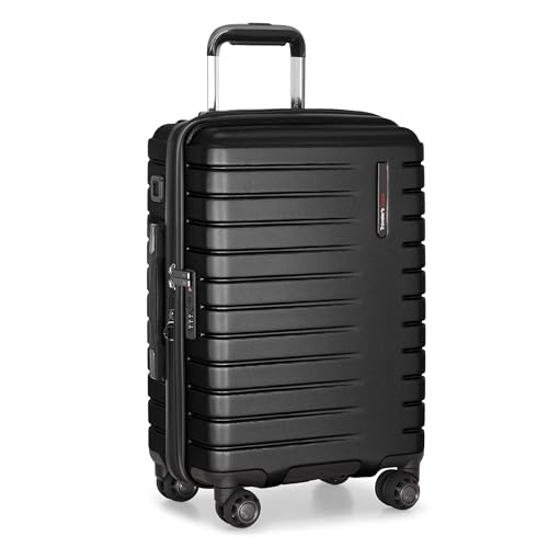 Traveler's Choice Archer Polycarbonate Hardside Spinner Luggage Set, Tie Down Straps, Black, Carry-On 21-Inch - color: Black, size: 1-Piece (Carry-On 21-Inch)