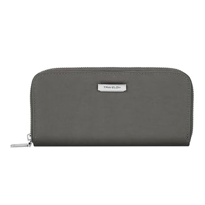 Travelon RFID Blocking Single Zip Wallet - color: Smoke